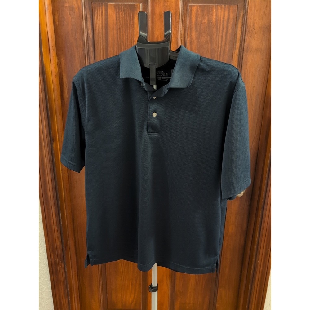 PGA Tour Golf Polo Mens Short Sleeve Navy‎ Blue Size Large Performance
